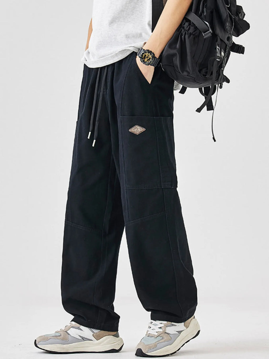 Men's Plus Size Casual Wide-Leg Drawstring Pants