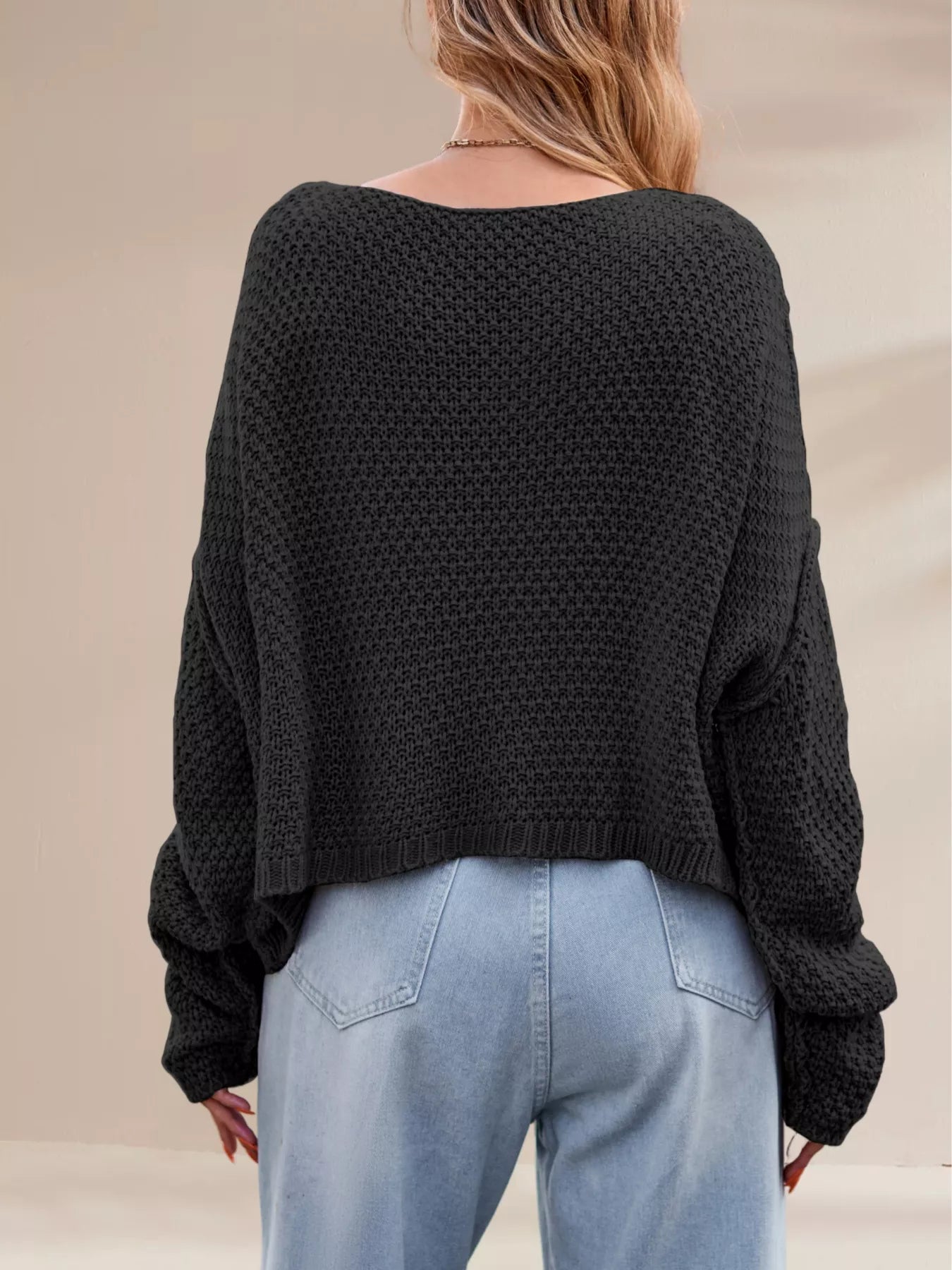 Textured Knit Round Neck Sweater