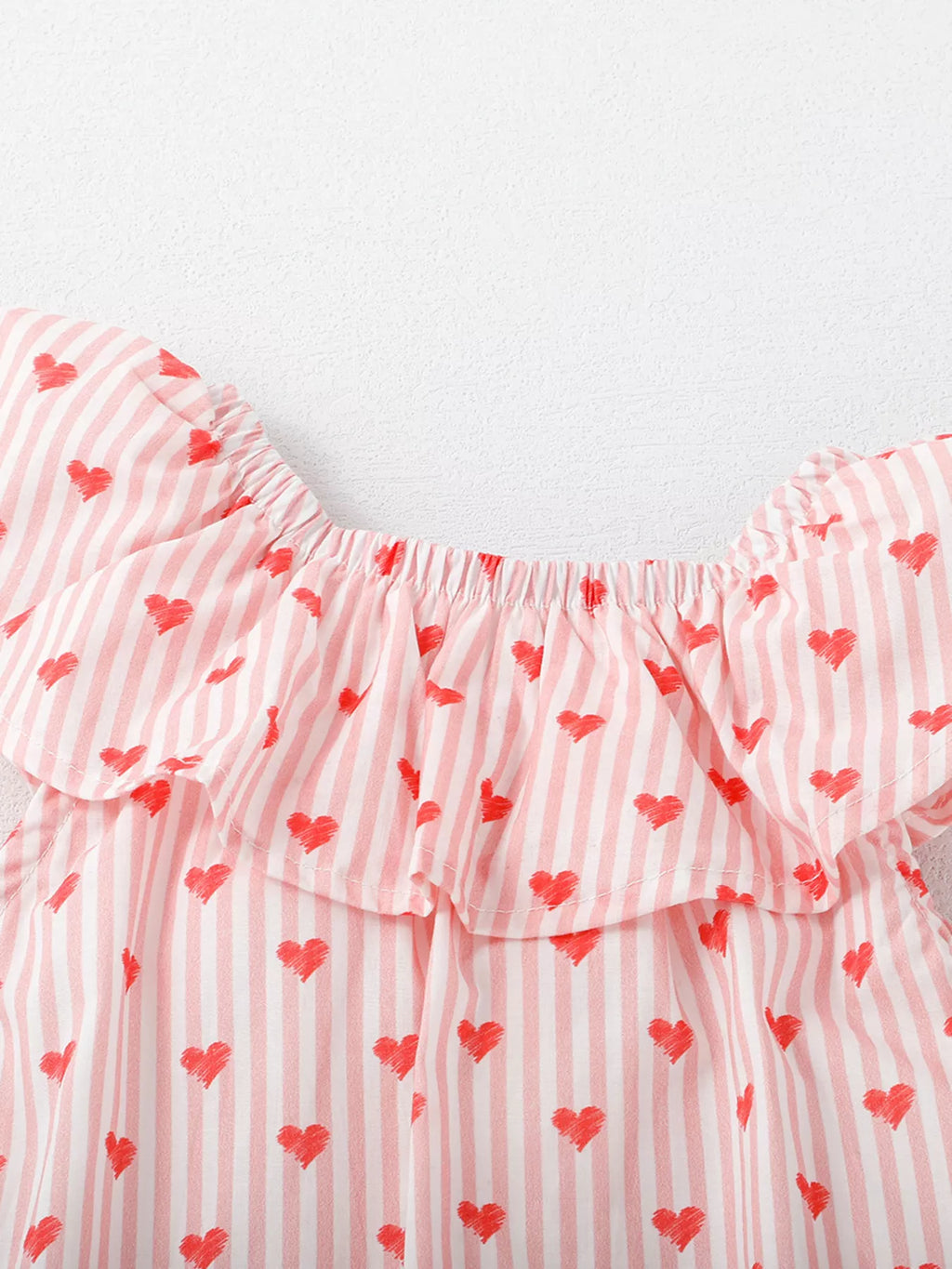 Children's Heart Print Ruffle Trim Dress
