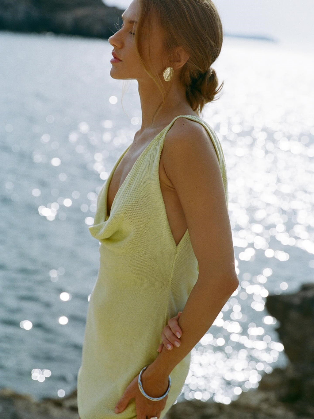 Cowl Neck Drawstring Mini Dress