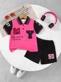 Children's Letter Graphic Polo Shirt & Shorts Set