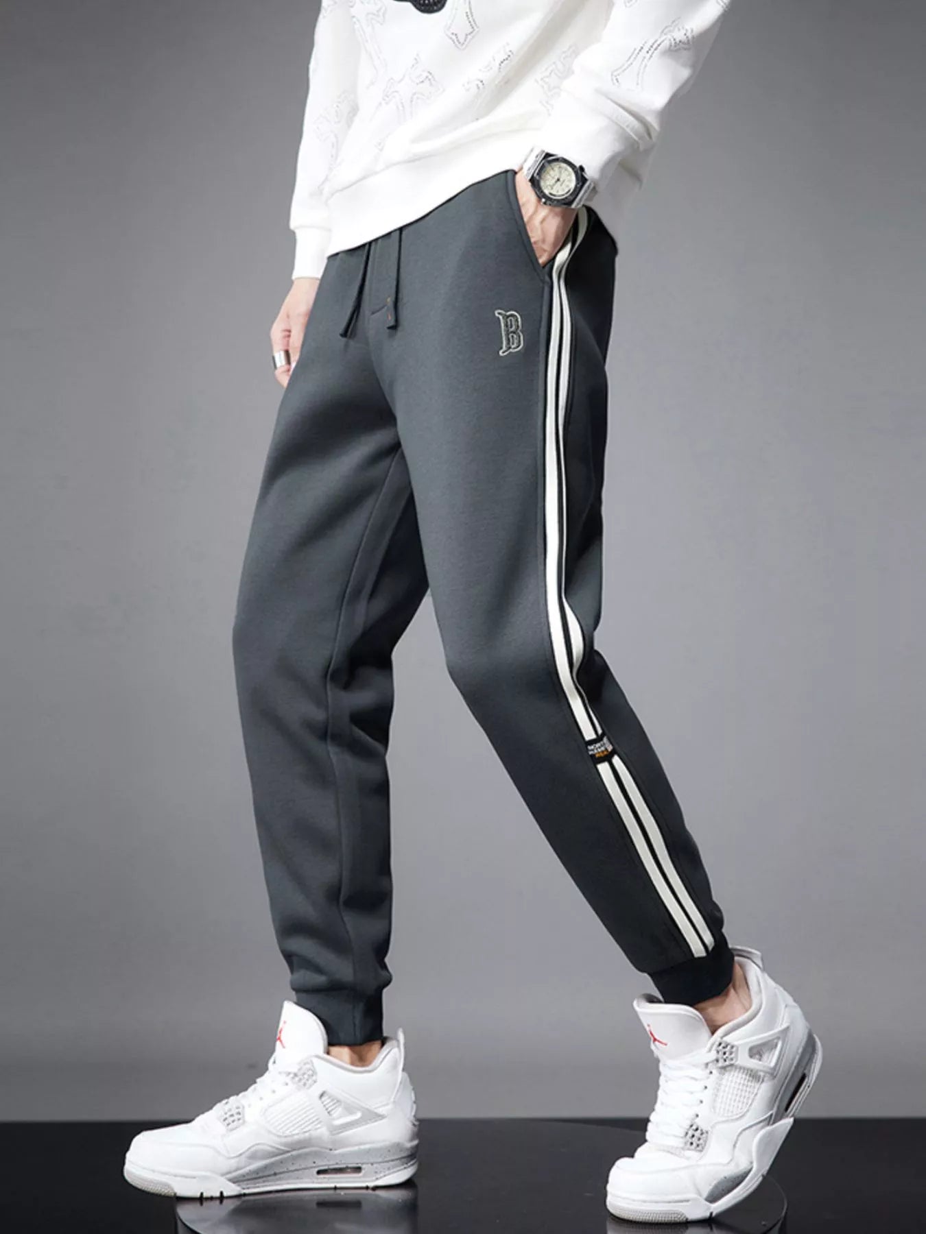 Men's Casual Striped Joggers