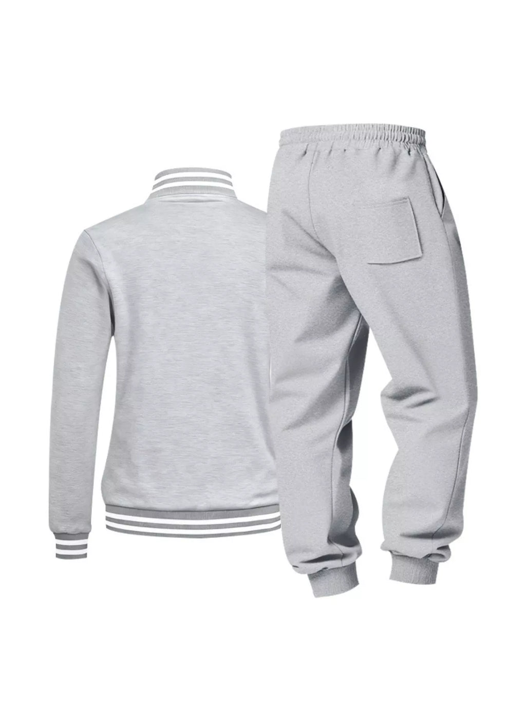 Men's Full Size Striped Long Sleeve Top and Pants Set Plus Size