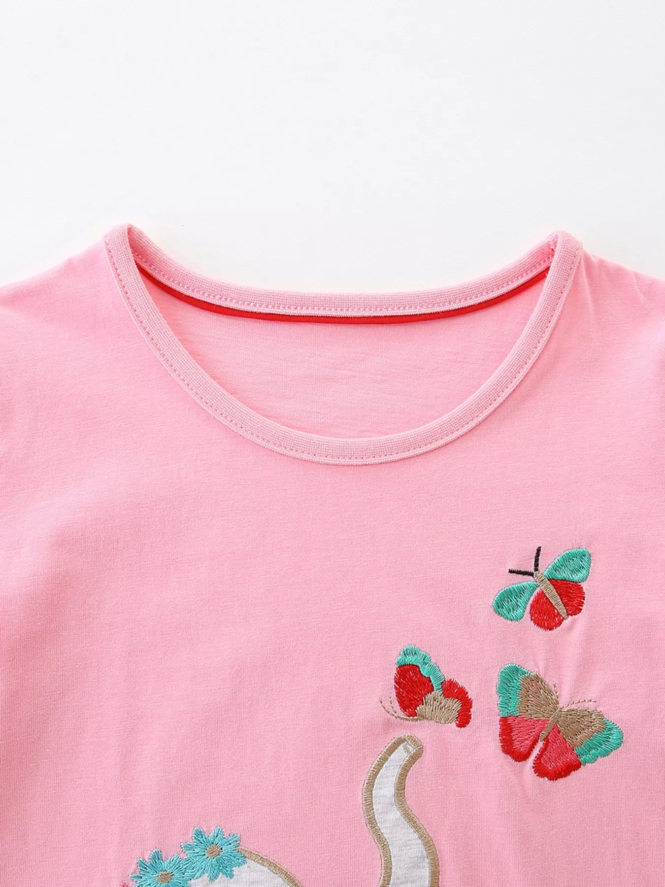 Children's Elephant & Butterfly Embroidered T-shirt and Shorts Set