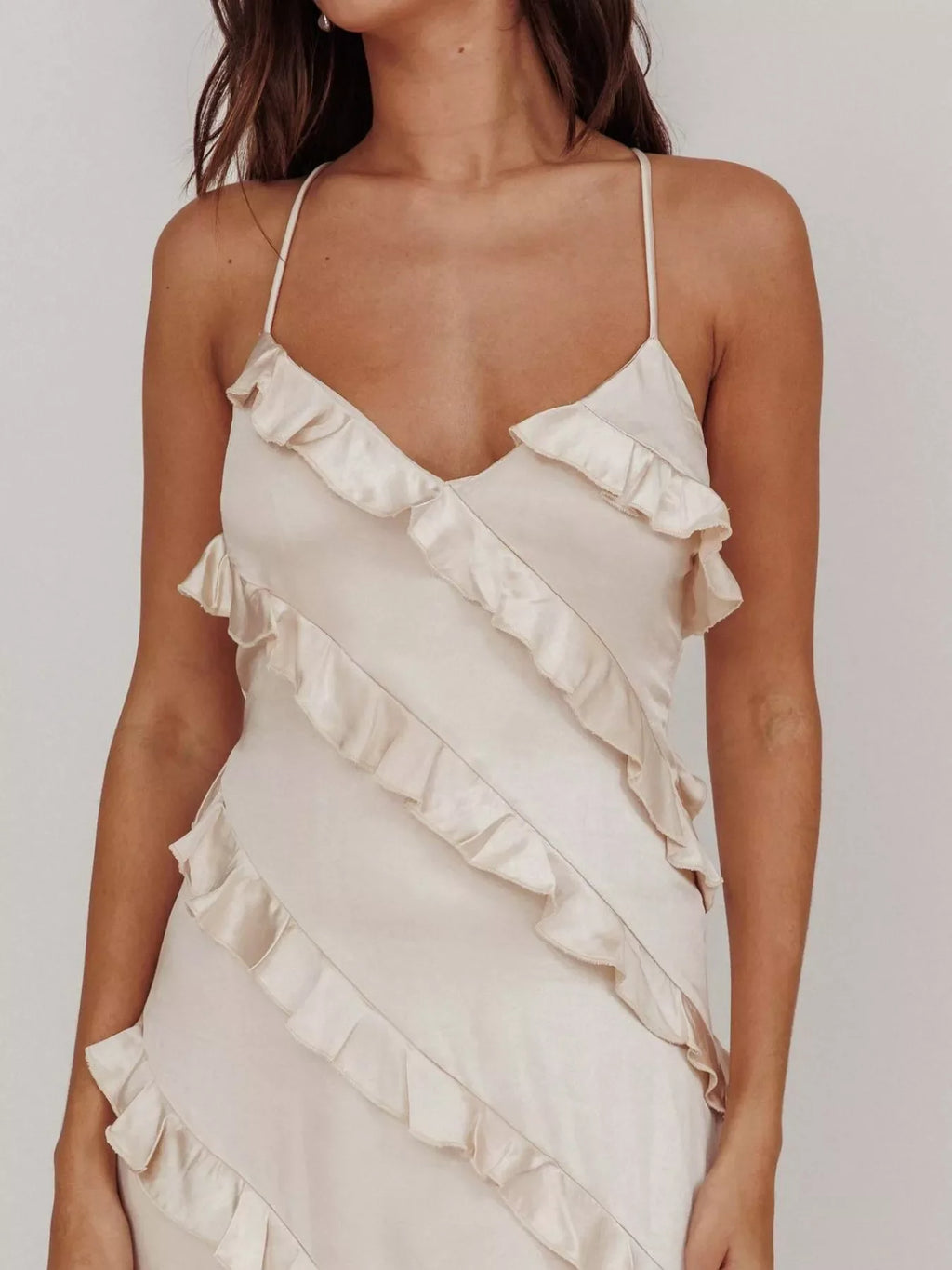 Ruffled Spaghetti Strap Maxi Dress