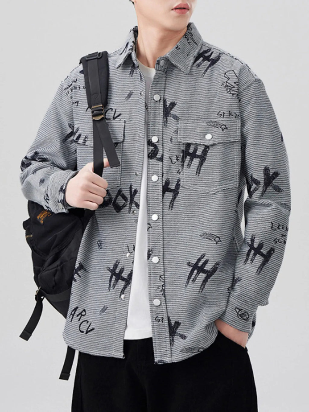Men's Plus Size Button Up Long Sleeve Shirt
