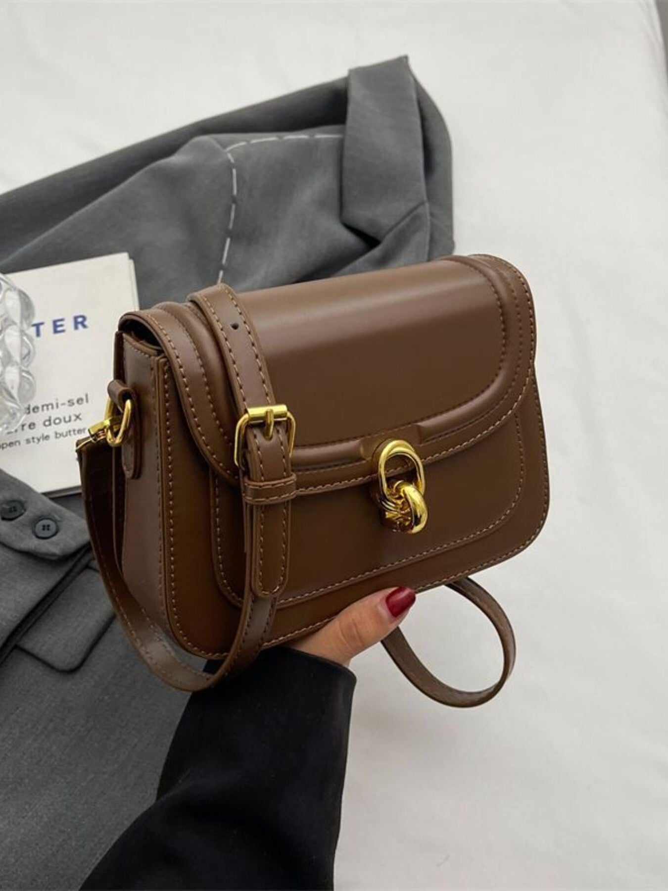 Adjustable Strap Flap Crossbody Bag