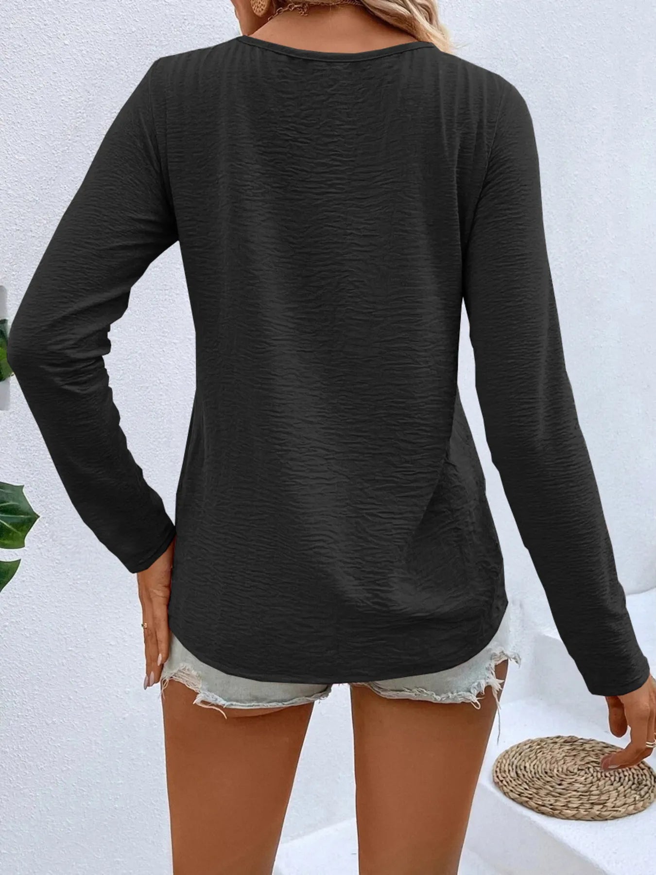 Full Size V-Neck Long Sleeve T-Shirt Plus Size