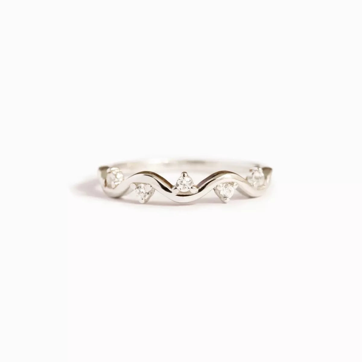 925 Sterling Silver Zircon Wave Ring