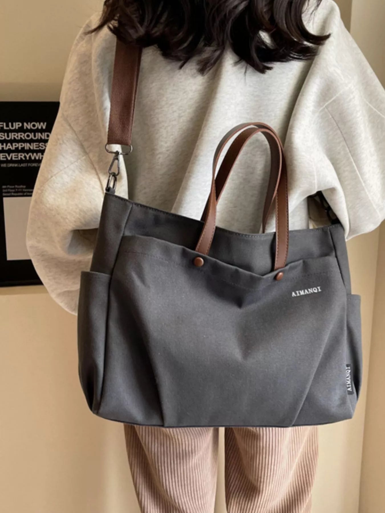 Canvas Tote Crossbody Bag