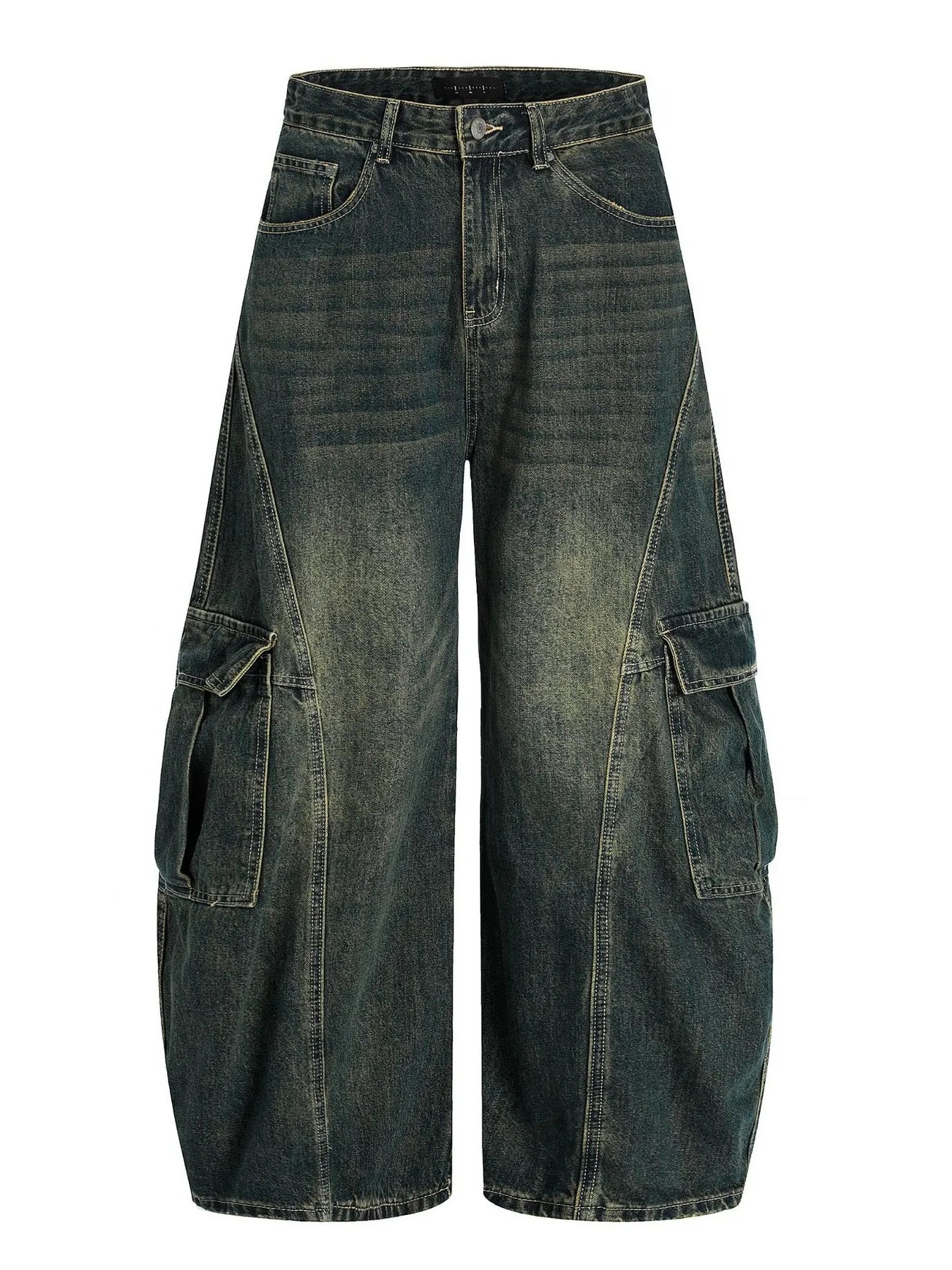 Men's Wide Leg Wash Cargo Jeans