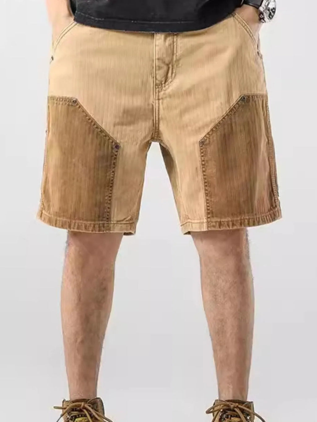 Men's Two-Tone Contrast Panel Casual Shorts