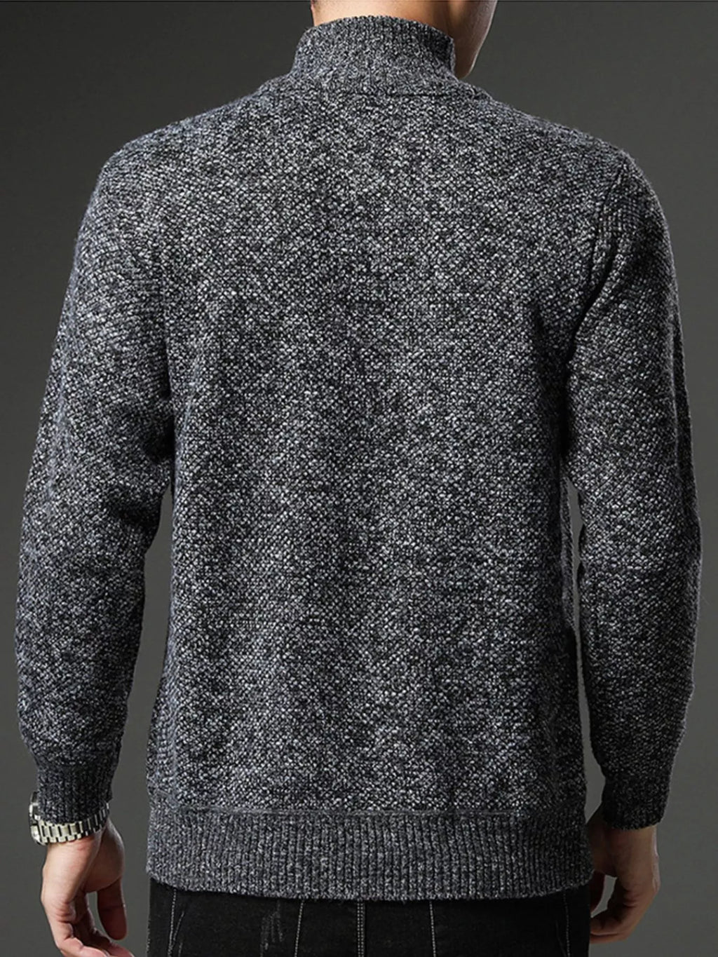 Men's Plus Size Half-Zip Knitted Pullover Sweater