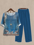 Printed Half Sleeve Top and Pants Set