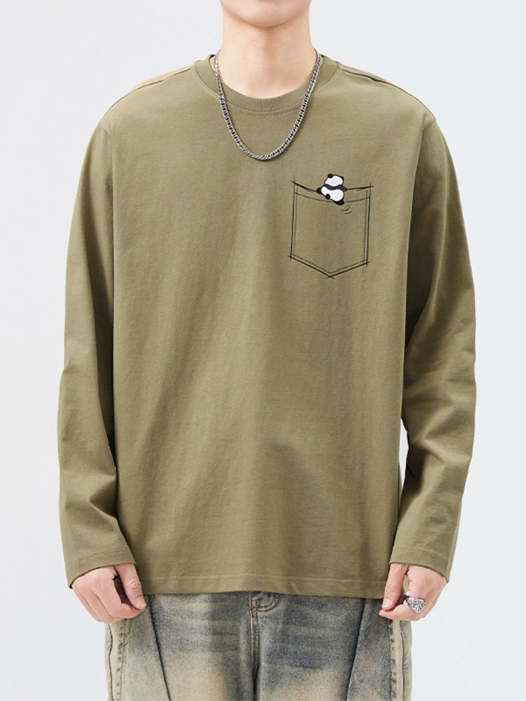 Men's Plus Size Round Neck Long Sleeve T-Shirt