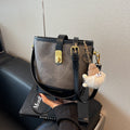 Vintage Bucket Crossbody Bag with Plush Charm