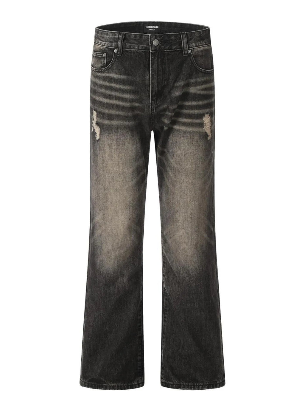 Men's Distressed Cat's Whisker Washed Bootcut Jeans