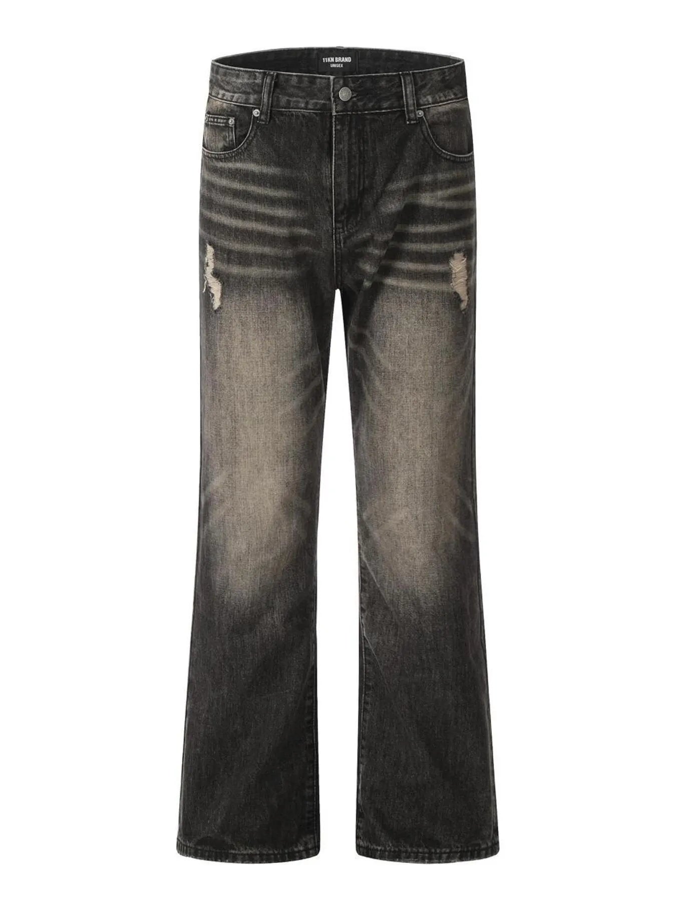 Men's Distressed Cat's Whisker Washed Bootcut Jeans