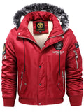 Men's Plus Size Winter Warm Fur Hooded Bomber Jacket
