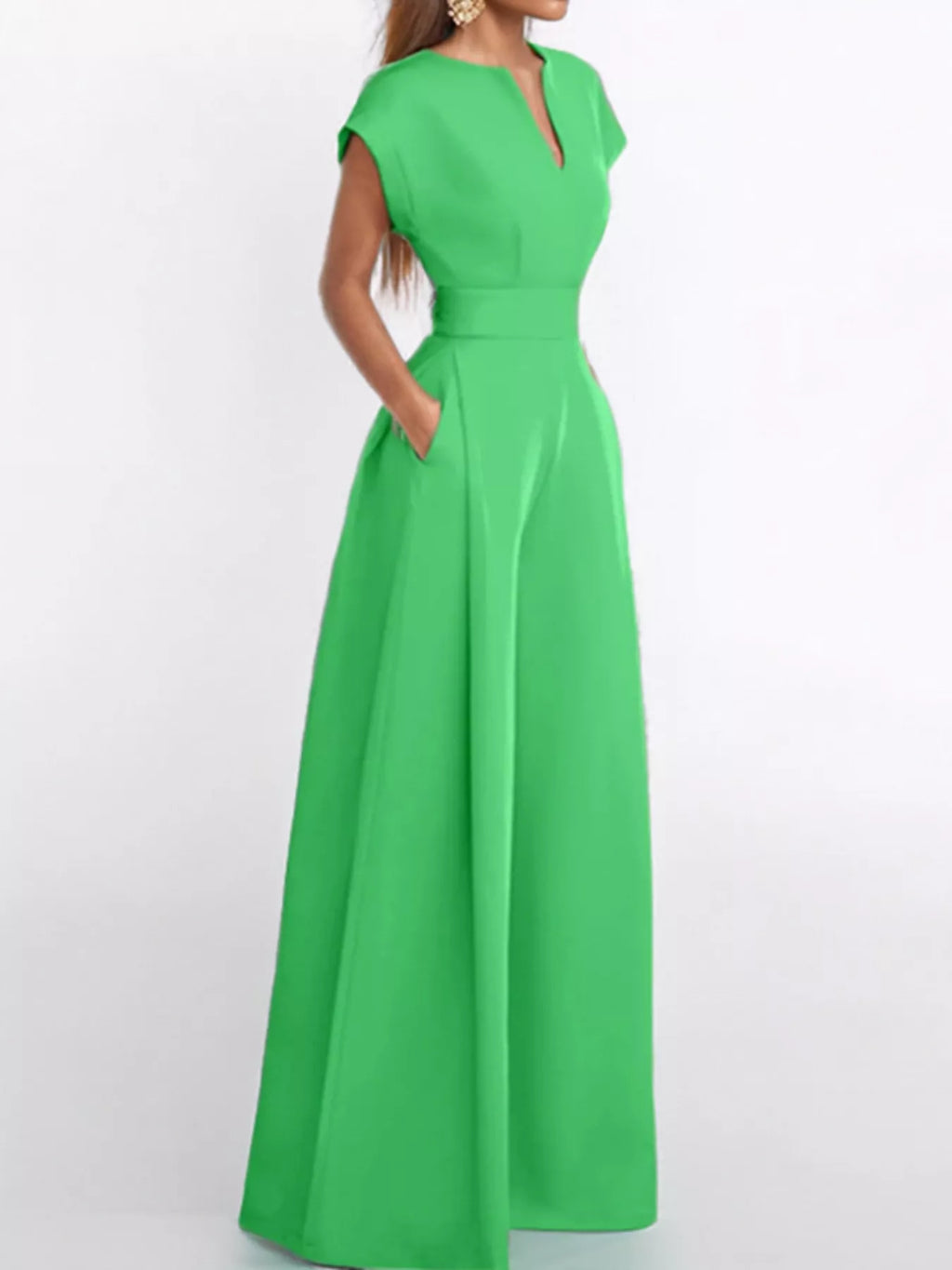 Full Size Notched Wide Leg Jumpsuit Plus Size
