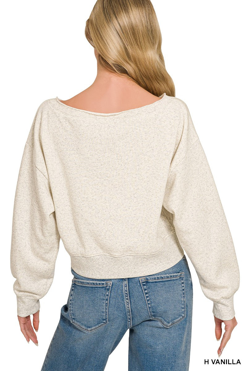 Zenana Fleece Boat-neck Sweatshirt