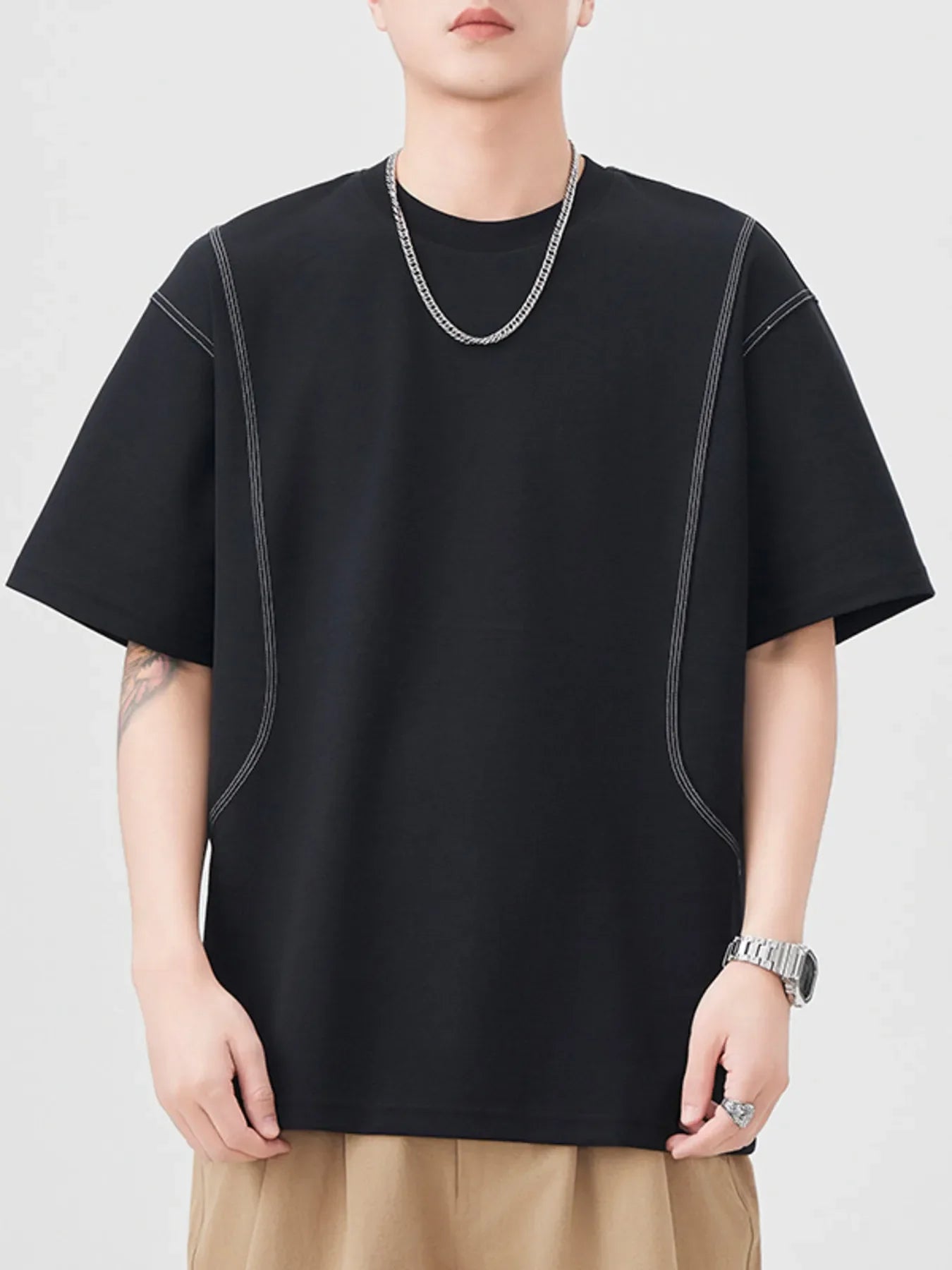 Men's Plus Size Round Neck Relaxed Fit T-Shirt