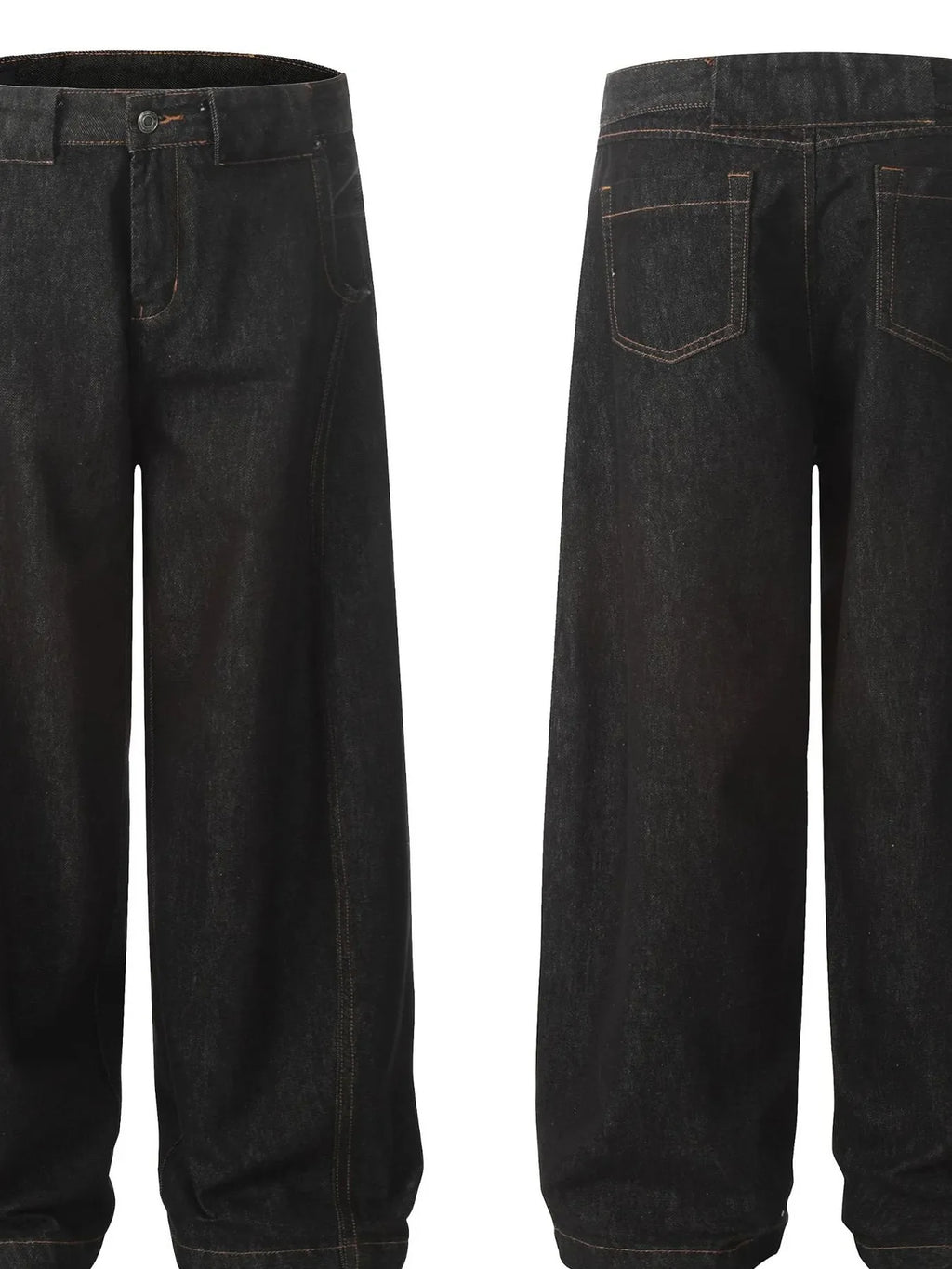 Men's Oversized Wide-Leg Wash Denim Jeans
