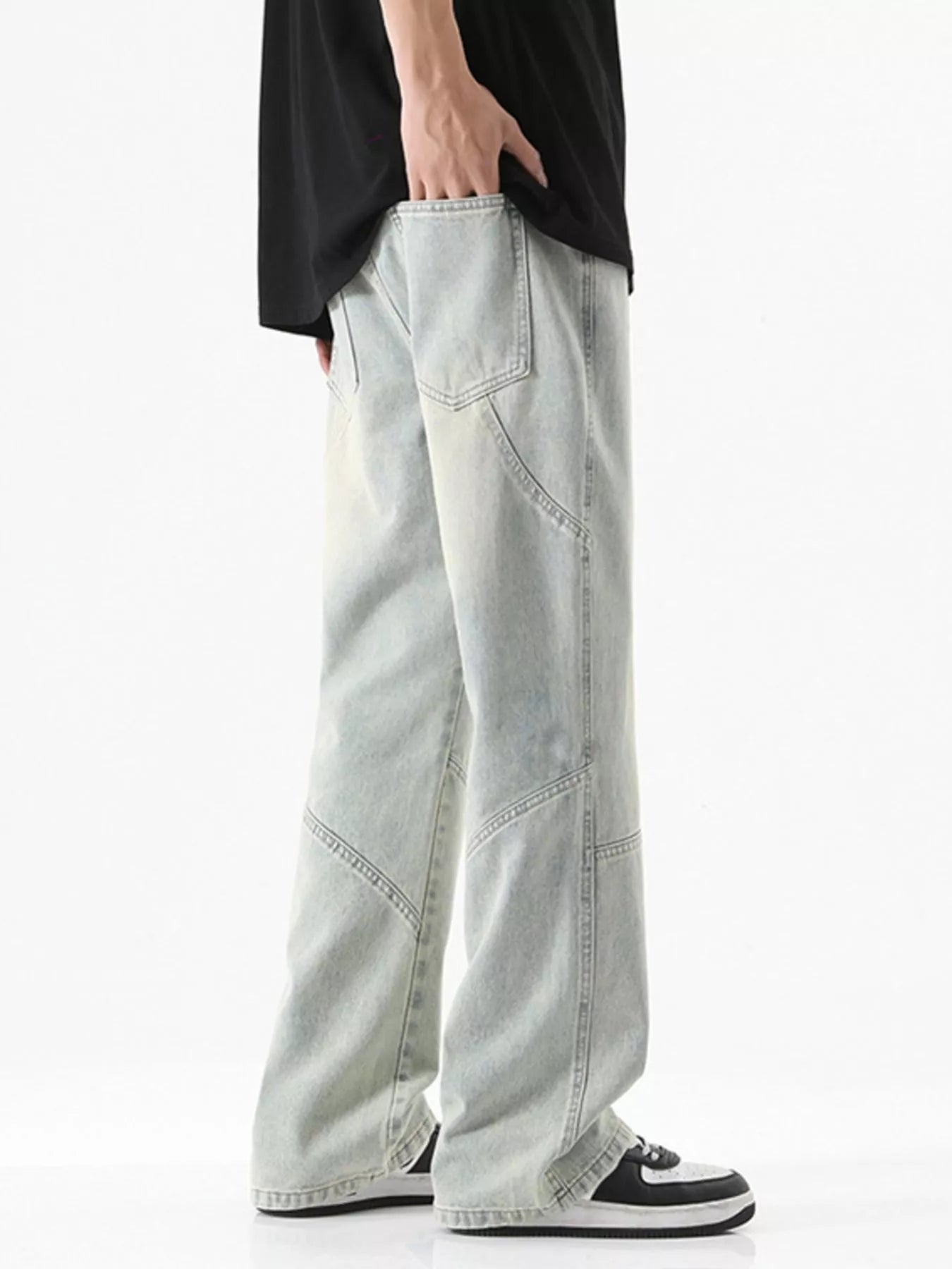 Men's Full Size Drawstring Wide Leg Jeans Plus Size