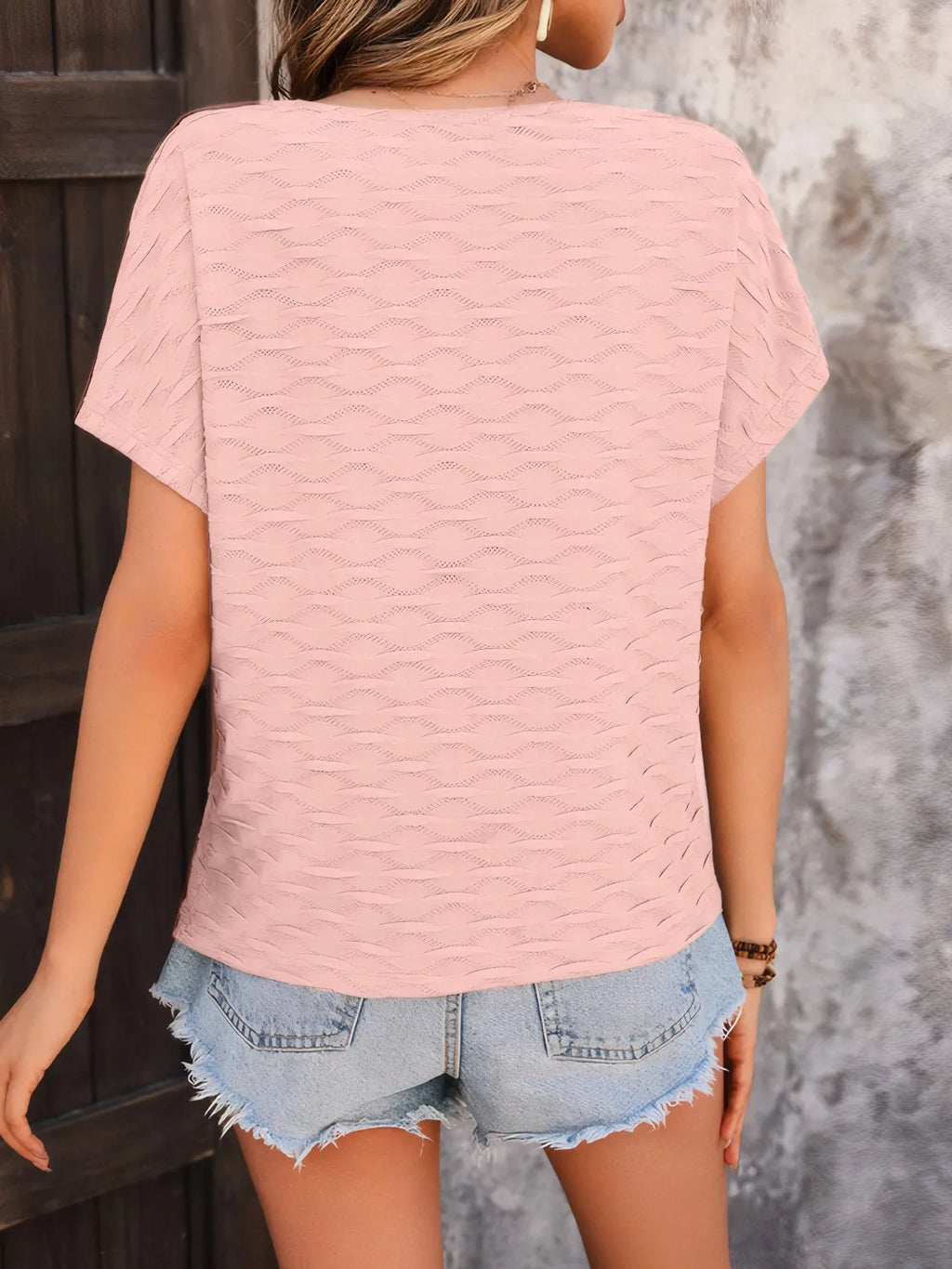 Solid Round Neck Short Sleeve T-Shirt