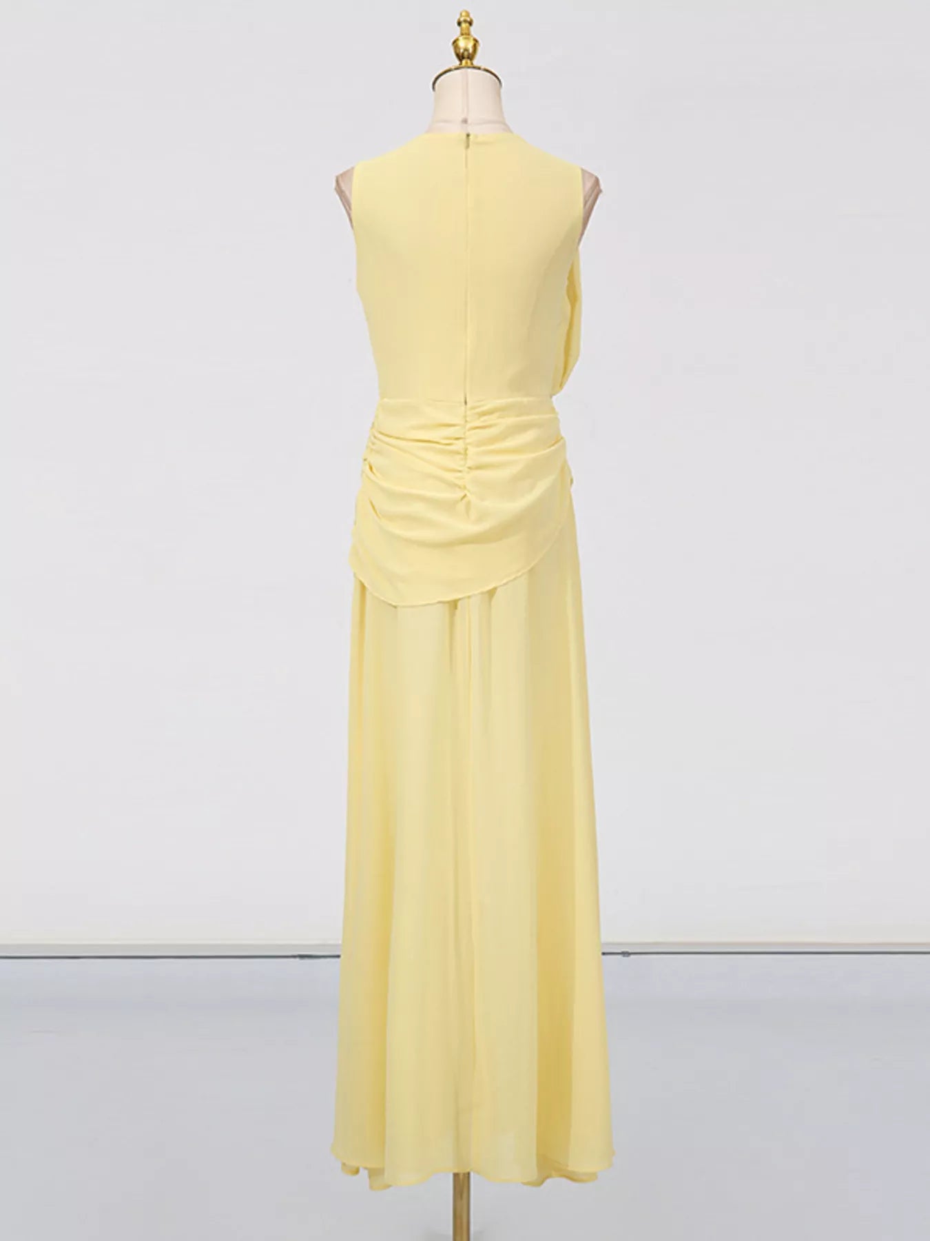Sleeveless Ruched High-Slit Maxi Dress