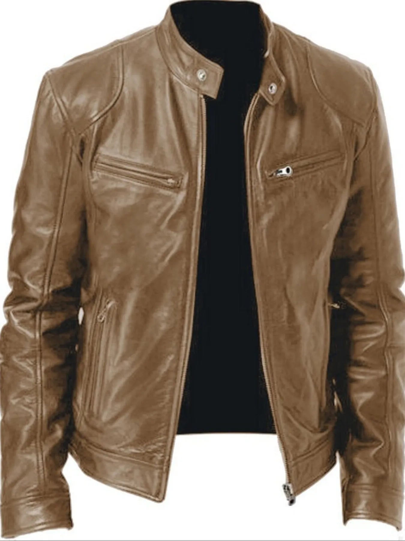 Men's Zip Up Leather Biker Jacket