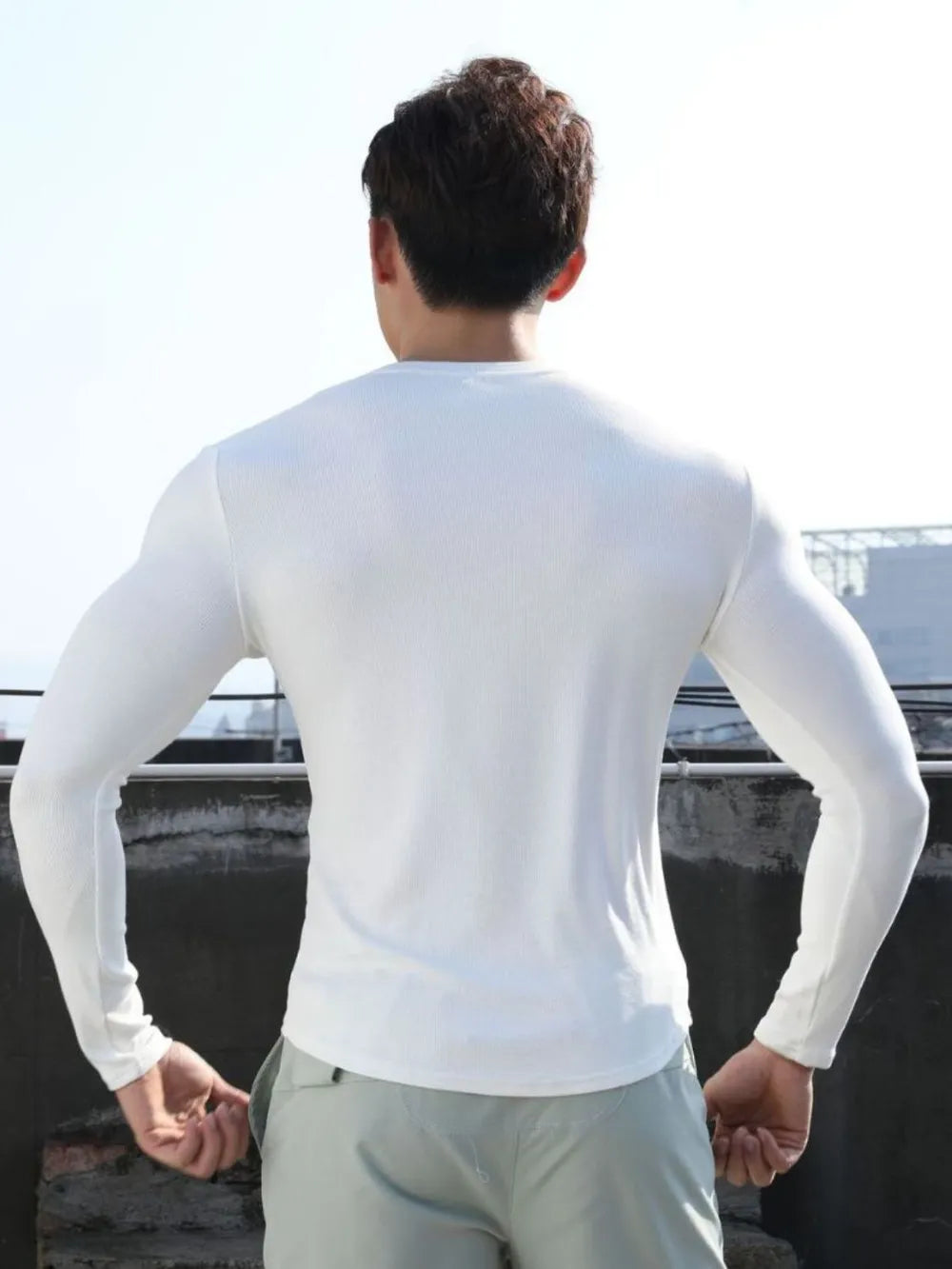 Men's Plus Size Notched Long Sleeve T-Shirt