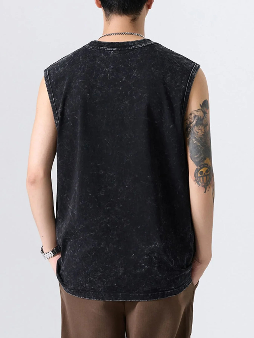Men's Plus Size Washed Distressed Texture Sleeveless Tank