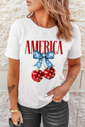 AMERICA Bow Cherry Crewneck T Shirt