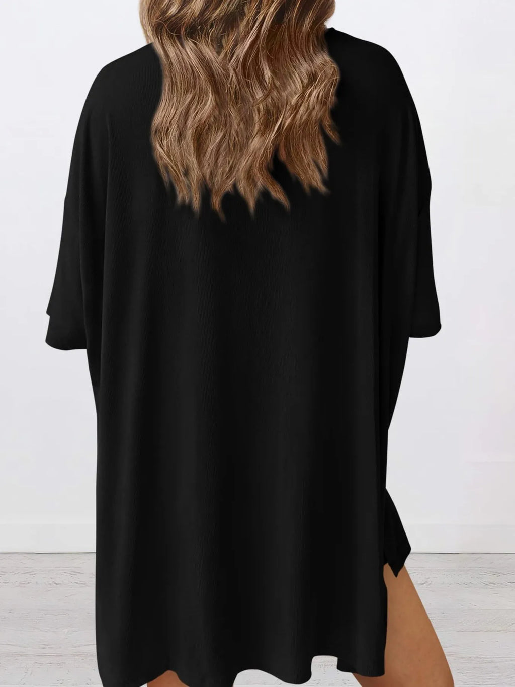 Full Size Oversized Round Neck Top and Shorts Set Plus Size