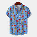 Men's Plus Size Floral Print Short Sleeve Button-Up Shirt