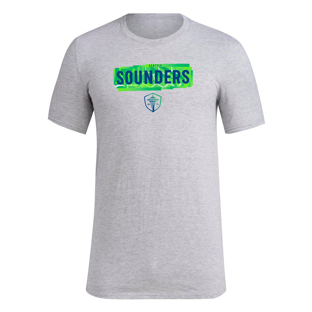 adidas Mens FC Short Sleeve Pre-Game T-Shirt Medium Grey Heather/Seattle Sounders Small