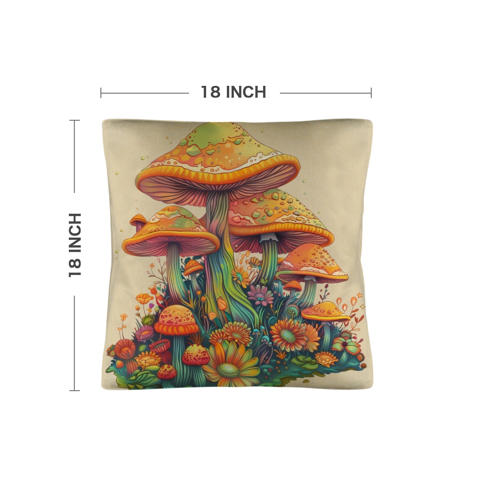 Baha Ranch Retro Mushrooms Pillow Case Made in America