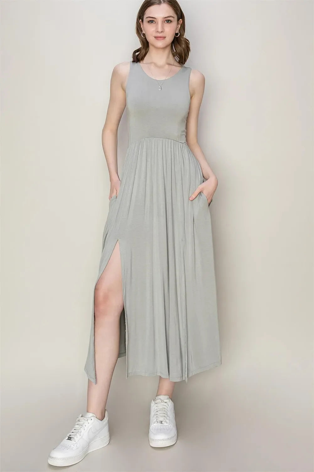 HYFVE Sleeveless Slit Midi Dress
