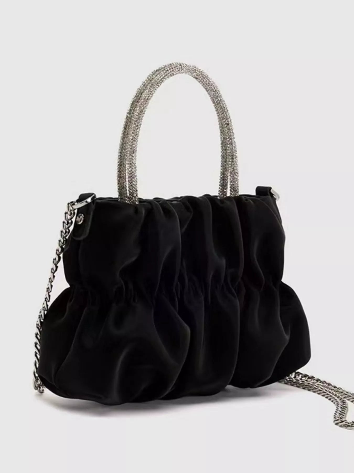 Ruched Chain Crossbody Bag