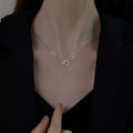 925 Sterling Silver Zircon Geometric Necklace