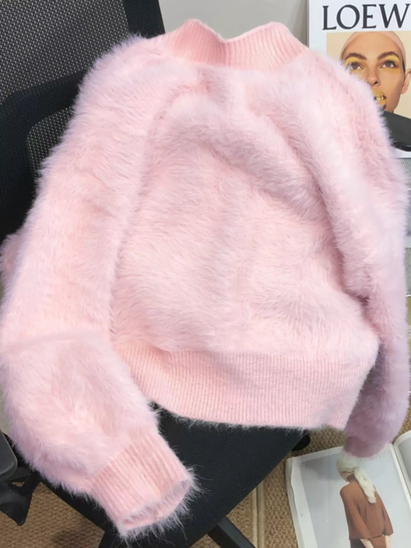 Fuzzy Bow Button Up Cardigan
