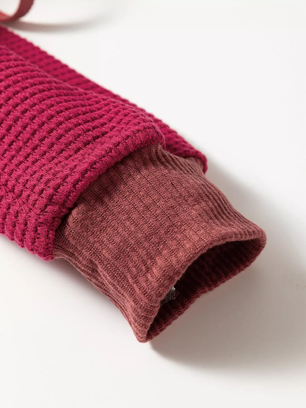 Waffle Knit Henley Sweatshirt with Button Detail
