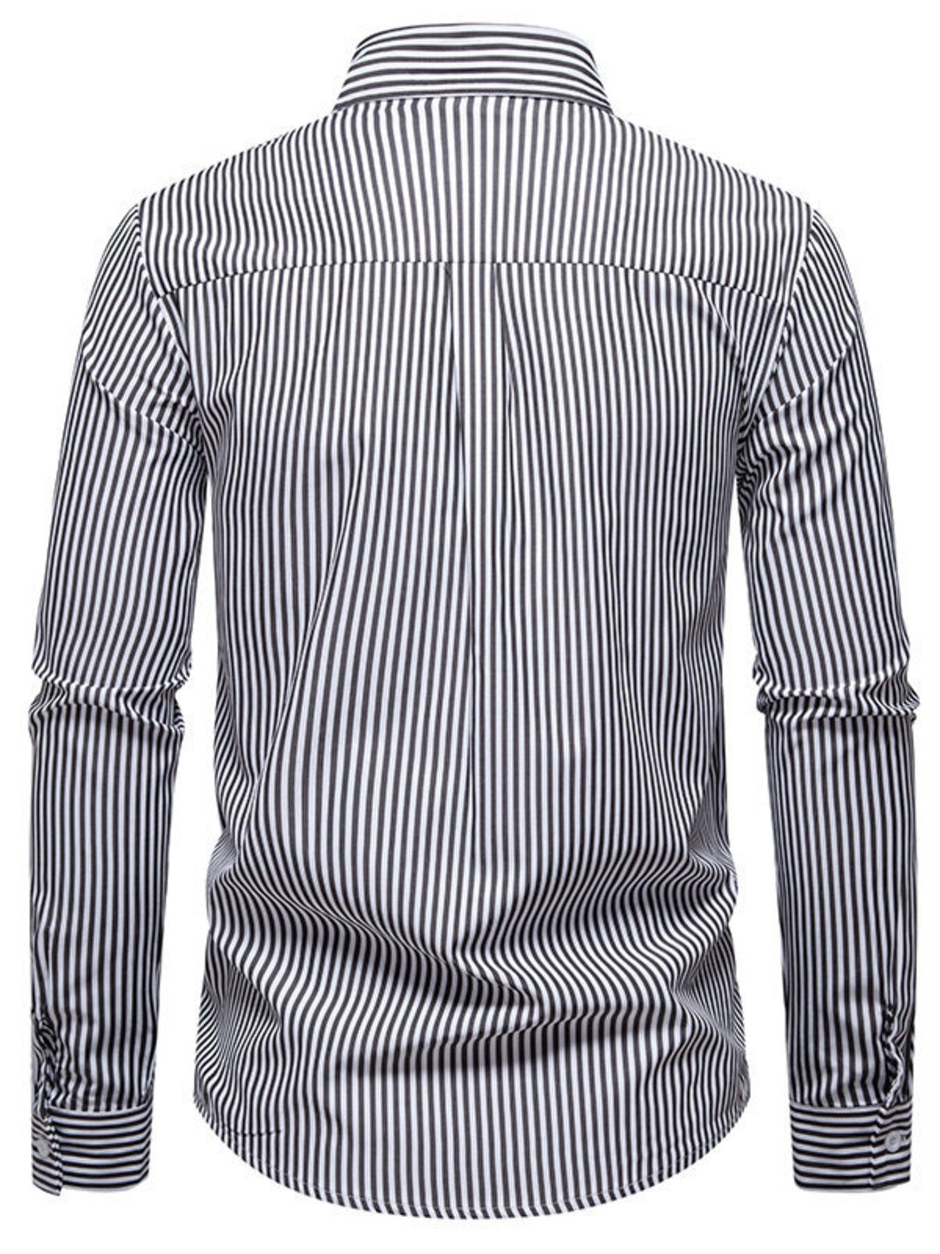 Men's Striped Woven Pattern Long Sleeve Shirt