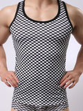 Men's Round Neck Checkered Tank