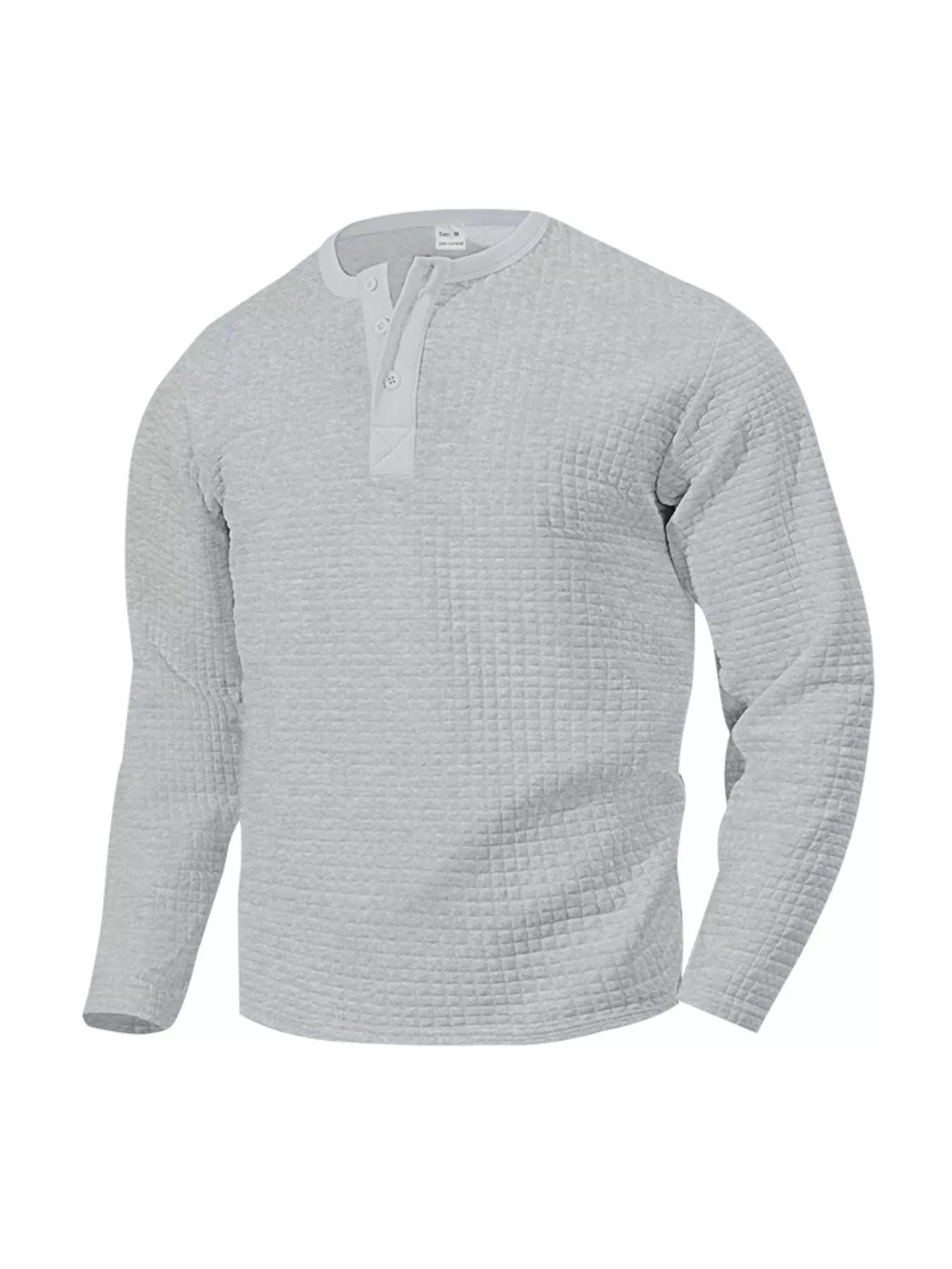 Men's Plus Size Casual Waffle Knit Henley T-Shirt