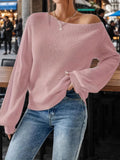 One-Shoulder Ribbed Knit Top with Relaxed Fit