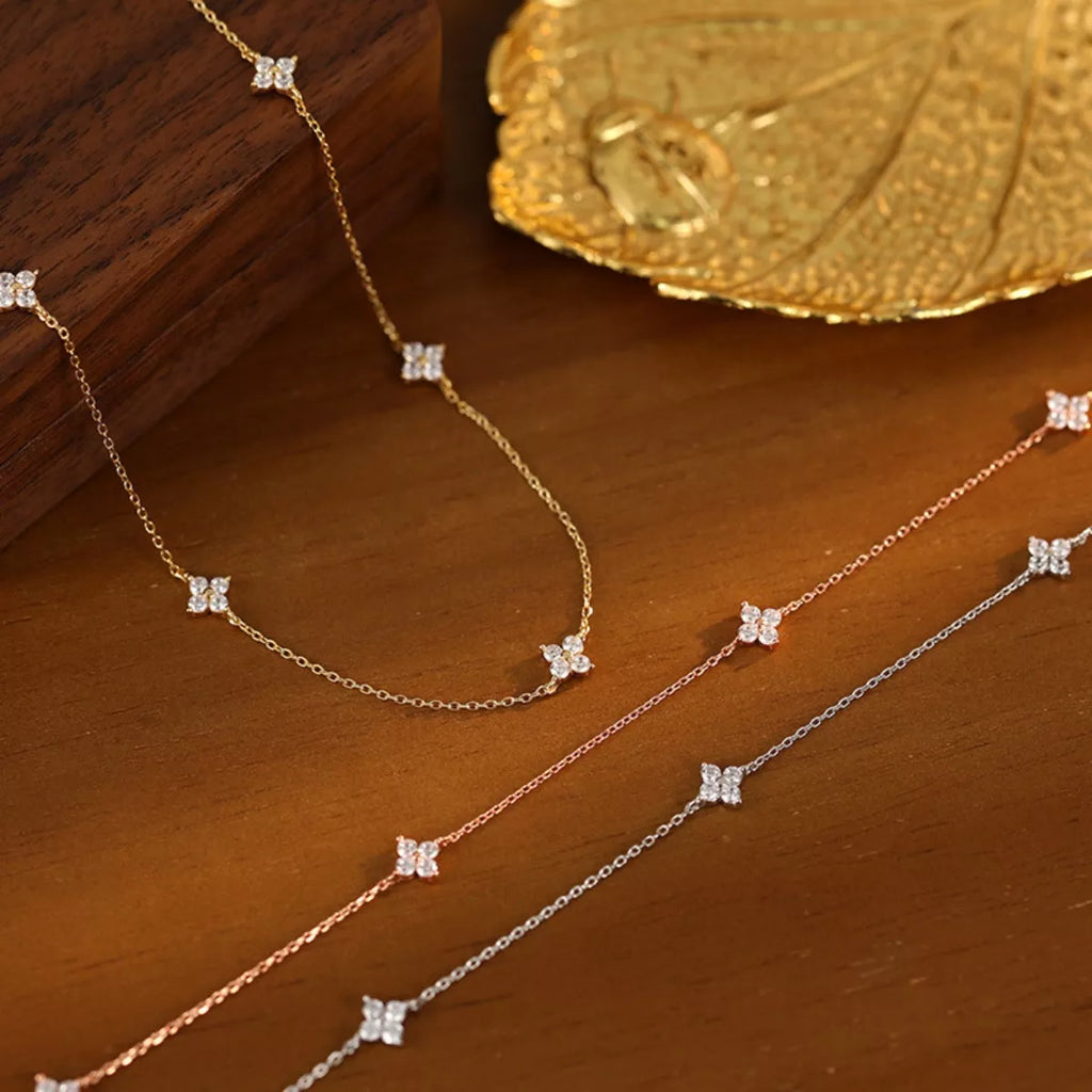 925 Sterling Silver Clover Charm Necklace