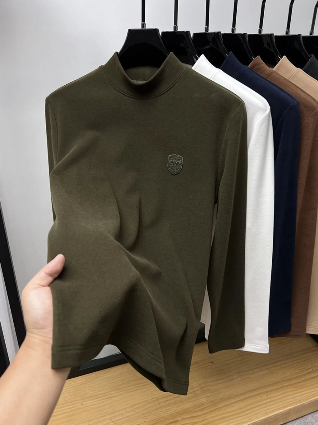 Men's Plus Size Mock Neck Long Sleeve T-Shirt