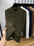 Men's Plus Size Mock Neck Long Sleeve T-Shirt